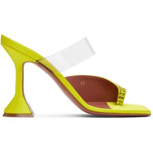 Amina Muaddi Yellow Paloma Crystal Slipper Heeled Sandals  - Citrine - Size: IT 35.5 - female