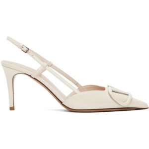 Valentino Garavani Off-White VLogo Slingback 80 Pumps  - I16 Light Ivory - Size: IT 38.5 - female