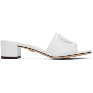 Dolce & Gabbana White Calfskin DG Millennials Logo Mules  - 80001 Bianco - Size: IT 36 - female