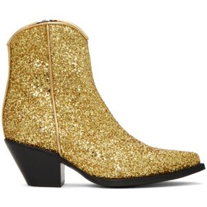 R13 Gold Skinny Ankle Cowboy Boots  - Gold Sparkle - Size: IT 38 - female