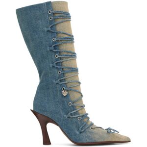 Acne Studios Blue Lace-Up Heel Boots  - AAT Dusty blue - Size: IT 37 - female