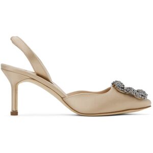 Manolo Blahnik Beige Hangisli Slingback Heels  - 2601 Mnud - Size: IT 35 - female