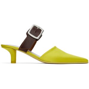 MM6 Maison Margiela Green Pin-Buckle Mules  - Ha190 Green Sheen - Size: IT 36.5 - female