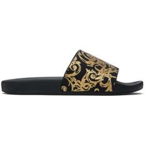 Versace Jeans Couture Black Watercolor Couture Slides  - EG89 Black/Gold - Size: IT 38 - female