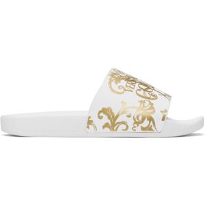 Versace Jeans Couture White Watercolor Couture Slides  - EG03 White + Gold - Size: IT 38 - female