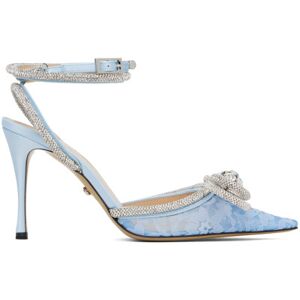 MACH & MACH Blue Double Bow Lace 95 Heels  - Blue Lace - Size: IT 35 - female