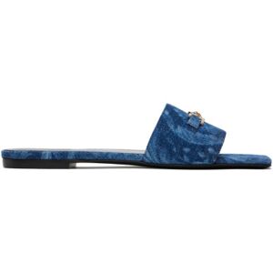 Blue Barocco Denim Mules  - 1D06V-Blue-Versace G - Size: IT 36.5 - female