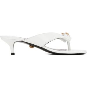 Versace White Gianni Ribbon Low Patent Mules  - 1W00V-Optical White- - Size: IT 35.5 - female