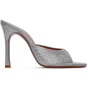 Amina Muaddi Silver Alexa Crystal Slipper 105 Heeled Sandals  - Silver - Size: IT 37 - female