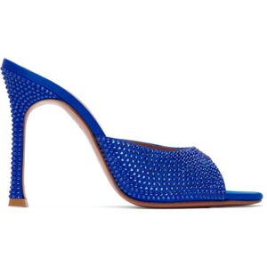 Amina Muaddi Blue Alexa Crystal Slipper 105 Heeled Sandals  - Electric Blue - Size: IT 37 - female