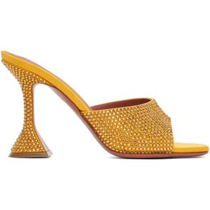 Amina Muaddi Yellow Lupita Crystal Slipper Heeled Sandals  - Yellow - Size: IT 37 - female