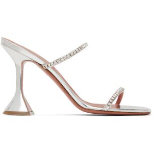 Amina Muaddi Silver Gilda Slipper Heeled Sandals  - Silver - Size: IT 37 - female