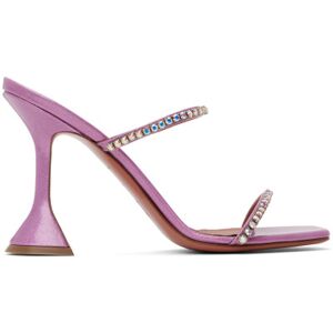 Amina Muaddi Pink Gilda Slipper Heeled Sandals  - Pink Patent - Size: IT 37 - female