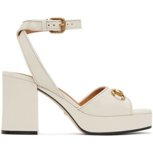 Gucci White Horsebit Heeled Sandals  - 9022 MYSTIC WHITE/MY - Size: IT 38 - female