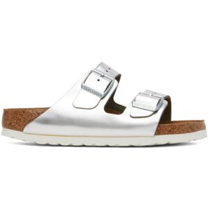 Birkenstock Silver Narrow Arizona Soft Footbed Sandals  - Metallic Silver - Size: IT 35 - female