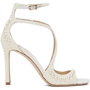 Jimmy Choo White Azia 95 Heeled Sandals  - White/White - Size: IT 39.5 - female