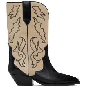 Isabel Marant Black & Beige Duerto Suede Cowboy Boots  - BKEC BLACK/ECRU - Size: FR 36 - female