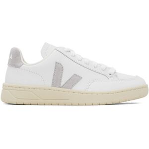 VEJA White V-12 Leather Sneakers  - Extra White/Grey - Size: IT 35 - female