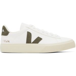 VEJA White Campo ChromeFree Leather Sneakers  - Extra White/Kaki - Size: IT 38 - female