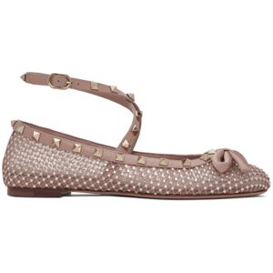 Valentino Garavani Pink Rockstud Ballerina Flats  - MZQ Silk/Rose Can - Size: IT 36.5 - female