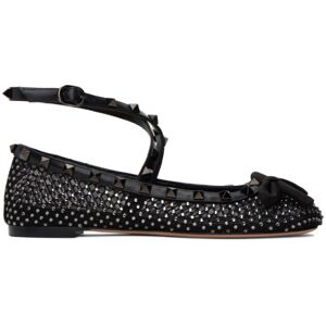 Valentino Garavani Black Rockstud Ballerina Flats  - DQ8 Black Diamond/Ne - Size: IT 36.5 - female