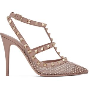 Valentino Garavani Pink Rockstud Mesh Heels  - MZQ Silk/Rose Cannel - Size: IT 38.5 - female
