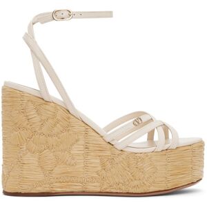 Valentino Garavani Off-White Raflower Heeled Sandals  - 48N Light Ivory/Nat - Size: IT 38.5 - female