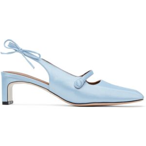 SHUSHU/TONG Blue Side Bow Square Toe Heels  - BU100 Blue - Size: IT 39 - female