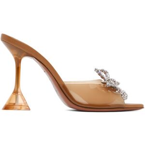 Amina Muaddi Brown Rosie Glass Slipper Heeled Sandals  - Latte - Size: IT 37 - female