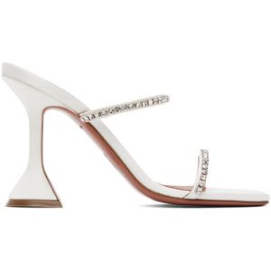 Amina Muaddi White Gilda Slipper Heeled Sandals  - White - Size: IT 37 - female
