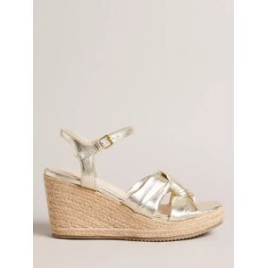 Ted Baker Carda Knotted Wedge Leather Espadrille Sandals, Gold - Gold - Female - Size: EU40