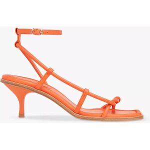 Whistles Mollie Twist Leather Strap Kitten Heel Sandals - Orange - Female - Size: 6