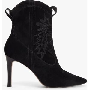 AND/OR Octavio Suede Stiletto Heel Western Ankle Boots, Black - Black Kid Su/Leath - Female - Size: 8