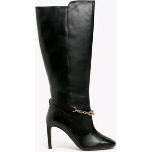 John Lewis Sapphire Chain Detail High Heel Long Boots, Black - Black Leather - Female - Size: 8