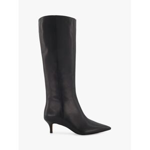 Dune Smooth Leather Kitten Heel Knee High Boots - Black - Female - Size: 5