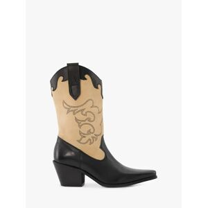 Dune Prickly Leather Cowboy Boots - Black-leather_mix - Female - Size: EU39