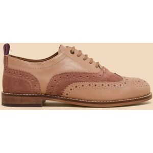 White Stuff Lace Up Leather Brogues - Mid Pink - Female - Size: 7