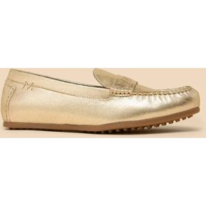 White Stuff Mayflower Leather Moccasins, Gold - Gold - Female - Size: 7