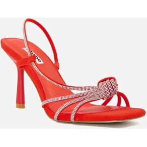 Dune London Women's Ladies Meta - Diamante-Knot-Detail Heeled Sandals - Orange - Size: 4