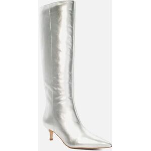 Dune London Women's Ladies Smooth - Kitten-Heeled Knee-High Boots - Silver - Size: 5