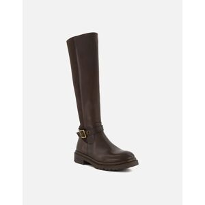 Dune London Women's Ladies Teller - Buckle-Detail Casual Knee-High Boots - Brown - Size: 5