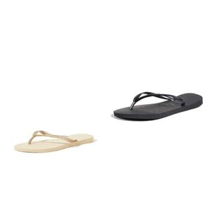 Havaianas Women's Slim Flip Flops, Gold (Sandgrey/Lightgolden 2719), 5 UK Women's Slim Flip Flops, Black (Black 0090), 5 UK