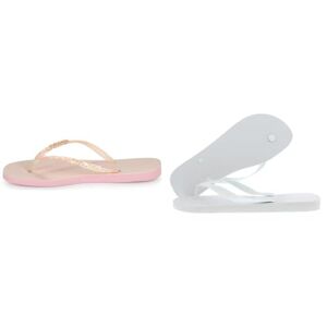 Havaianas, Women's, Slim Glitter Flourish, Flip Flop, Macaron Pink, 4.5/5 UK Unisex Adults' Flip Flops White (White 0001) - 5 UK