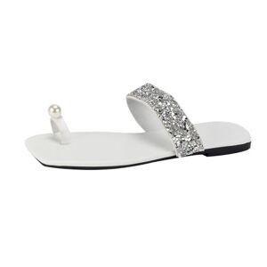 Bvebjdx Women Sequin Strap Flip Flops Uk Sale Clearance Ladies Pearl Ring Toe Slippers Arch Support Sandals Square Toe Sliders Soft Insole Flat Sandal Clip Toe Slides Beach Pool Slide Open Toe Slipper