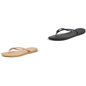 Havaianas Women's Slim Flip Flops, Brown (Rose Gold), 6/7 UK, Women's, Slim, Flip Flop, Black, 5 UK