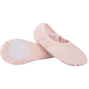 Zfunkq Ballet Shoes Girls Women Leather Ballet Dance Slippers Cotton Lining Full Sole Dance Flats Split Sole Yoga Shoes Nude 3.5 Uk