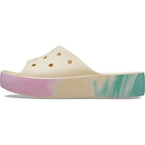 Crocs Women's Classic Platform Slide Sandal, Vanilla/Multi, 4 UK