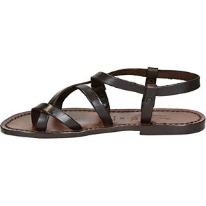 Gianluca - L'Artigiano Del Cuoio Gianluca - Womens Italian Leather Sandals Dark Brown Hand Made Leather - Model Number: 530-D-Cuoio - Size: 5 Uk