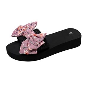 Vpqilh Women'S Bow Sandals Uk Clearance Ladies Summer New Sandal Flat Platform Slider Open Toe Slides Soft Sole Slipper Non-Slip Slide Lightweight Versatile Sliders Holiday Outdoor Wide Fit Shoes