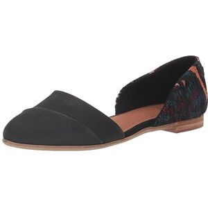 TOMS Women's Jutti D'orsay Ballet Flat, Black Leather and Global Woven, 6.5 UK